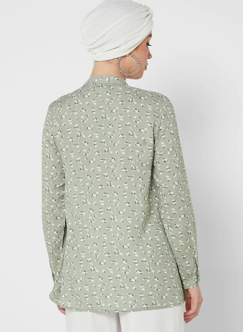 Khizana Asymetrical Hem Printed Tunic
