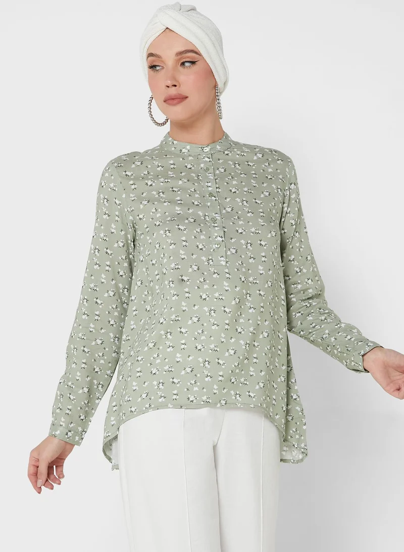 Khizana Asymetrical Hem Printed Tunic