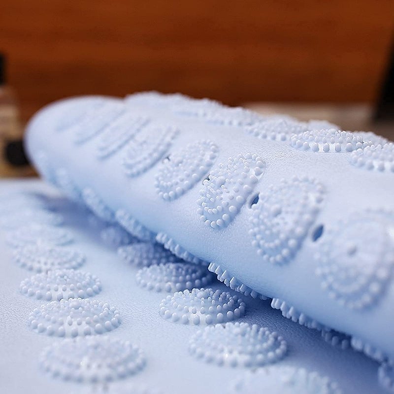 RIVUGJA Silicone AntiSlip Bath Mat with Foot Pebble Massage Bubbles Drain Holes and Suction Cup Sky Blue 70 x 37 cm - Image 5