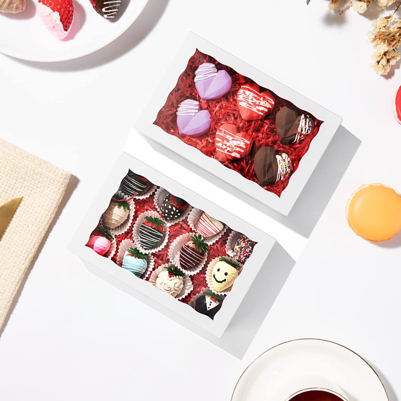 SLShePack 24 PCS 9.5" x 6" x 2" Bakery Boxes with Window for Cookies, Cakesicle, Chocolate Bomb, Macaron, Chocolate Covered Strawberries and Pretzel Rods - Image 4