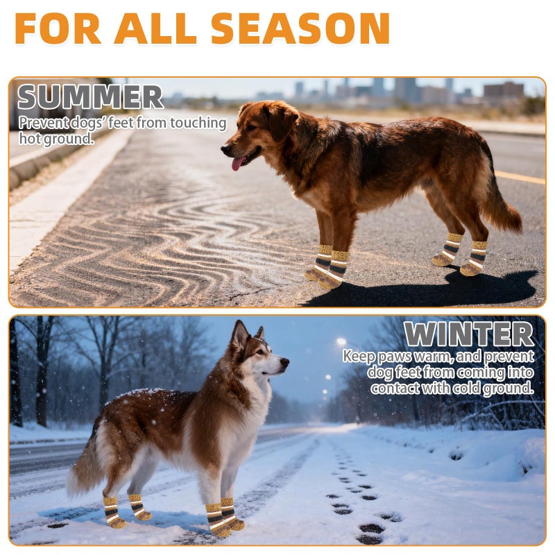 KOOLTAIL Anti Slip Dog Socks to Prevent Licking Paws and Slipping, Extra-Thick Grip Pet Boots & Paw Protectors, Winter Warm Puppy Shoes Booties for Hardwood Floors Small Medium Large Senior Dogs, SM - Image 5