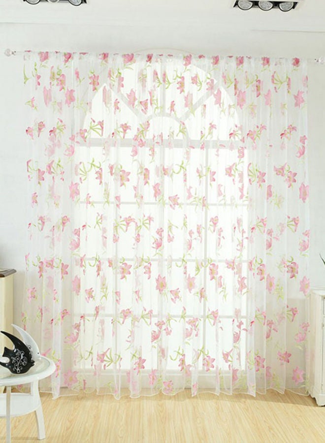 NIBEMINENT Lily Printed Screen Curtains Pink 100 x 200cm 