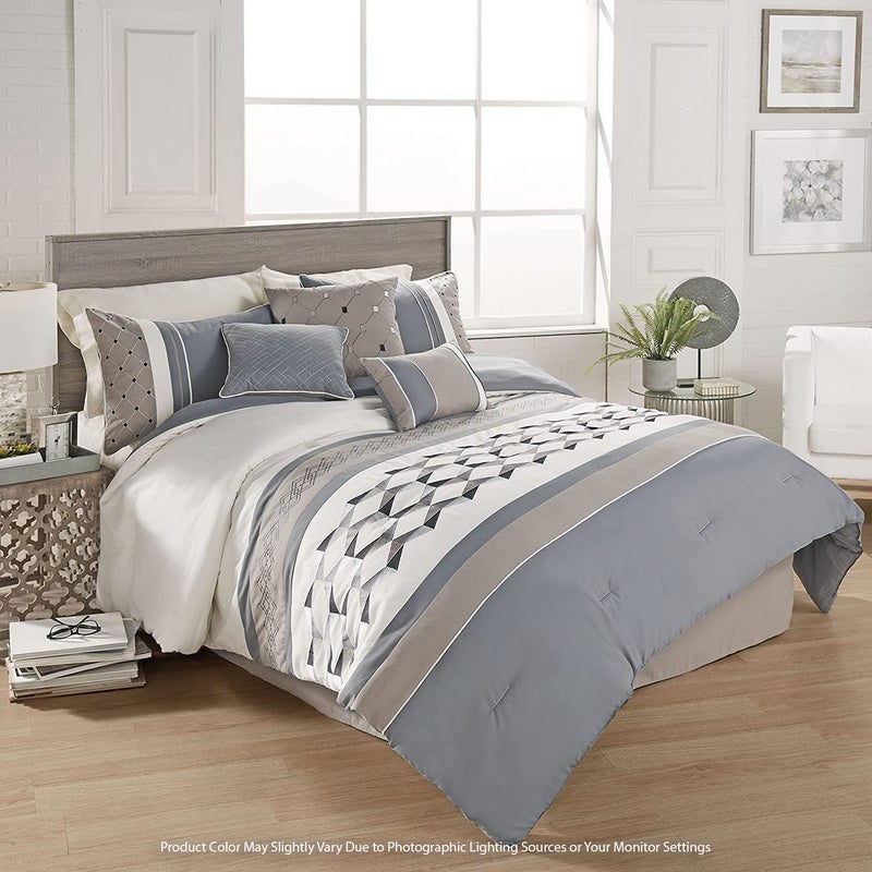 Riverbrook Home Country Manor Comforter Set King Beren  BlueTanIvory 7 Piece Set