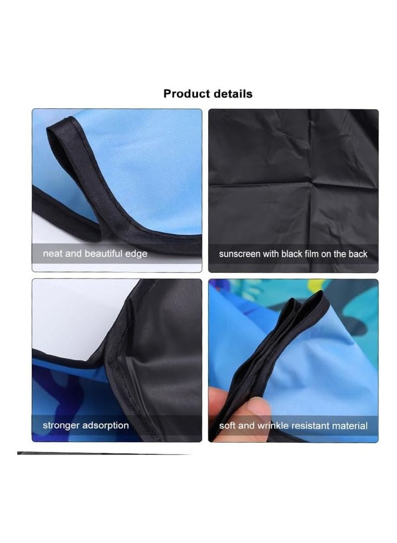 رات سو ٤ قطع من حواجز الشمس لنوافذ السيارة الجانبية، حواجز مغناطيسية للنوافذ الجانبية للسيارة، غطاء صيفي للسيارة بتصميم كرتوني، ستائر سيارة عازلة للحرارة، مظلة زجاج السيارة الأمامية باللون الأزرق - Image 4