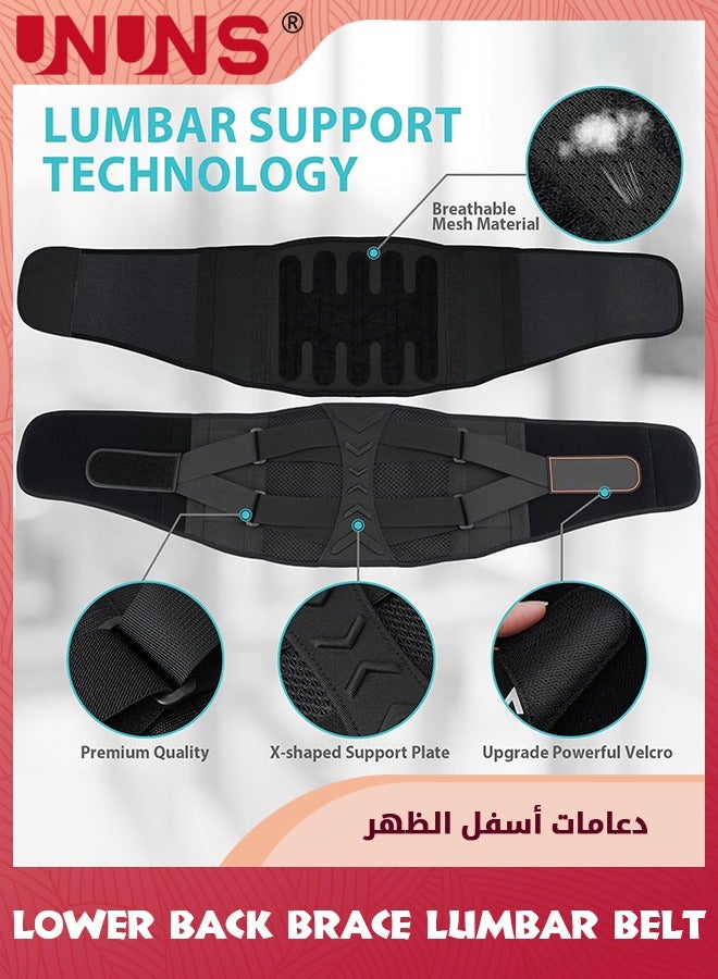 UNUNS Back Brace For Lower Back Pain Relief,Lower Back Brace,Lumbar Support Belt,9 Stays Lower Waist Support Belt Brace With Removable Lumbar Pad For Men,Heavy Lifting Herniated Disc,Sciatica,Scoliosis-XL  - Image 3
