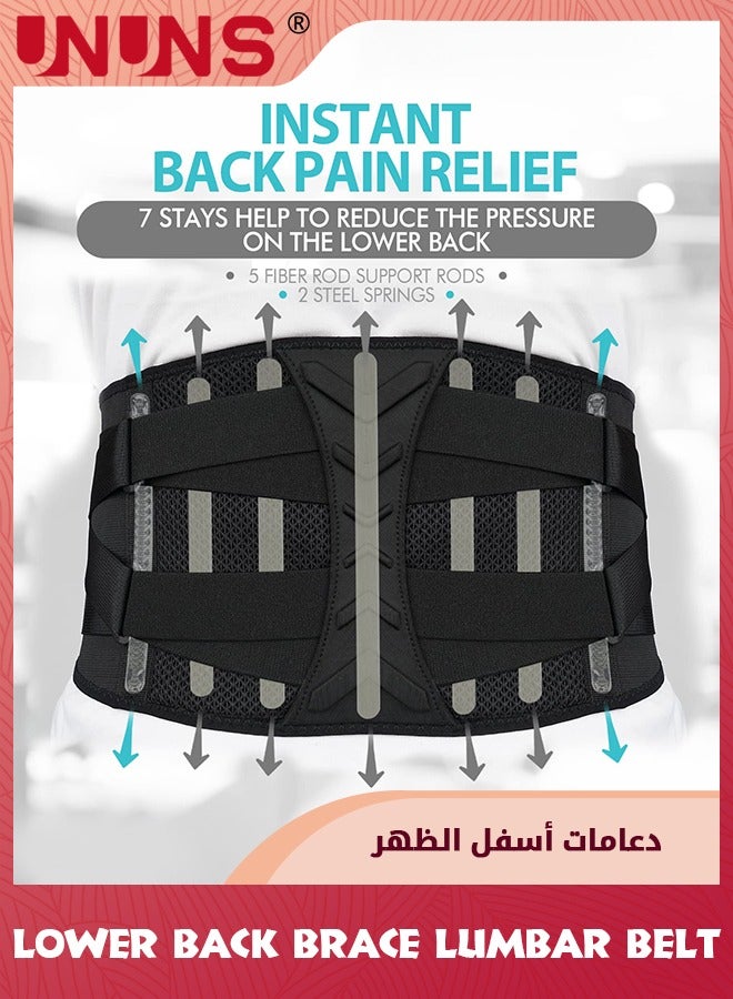 UNUNS Back Brace For Lower Back Pain Relief,Lower Back Brace,Lumbar Support Belt,9 Stays Lower Waist Support Belt Brace With Removable Lumbar Pad For Men,Heavy Lifting Herniated Disc,Sciatica,Scoliosis-XL  - Image 4
