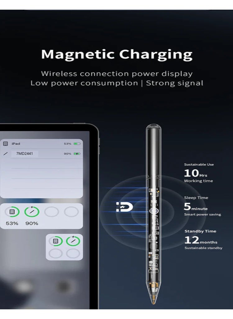 7MD قلم آيباد الذكي، قلم ستايلس قابل لإعادة الشحن بتقنية البلوتوث، قلم شحن مغناطيسي، أداة كتابة ورسم دقيقة، تصميم مقاوم لراحة اليد، حساسية الميل، قلم خفيف لمسة سلسة للاستخدام مع آيباد - Image 4