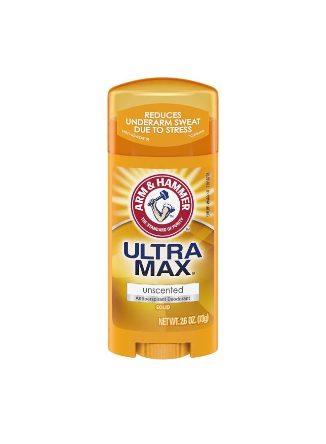 Arm & Hammer Ultra Max Advanced Anti-Perspirant & Deodorant, Invisible Solid, Unscented, Packaging May Vary, 2.6 oz (73.7 g) (Pack of 6) - Image 1