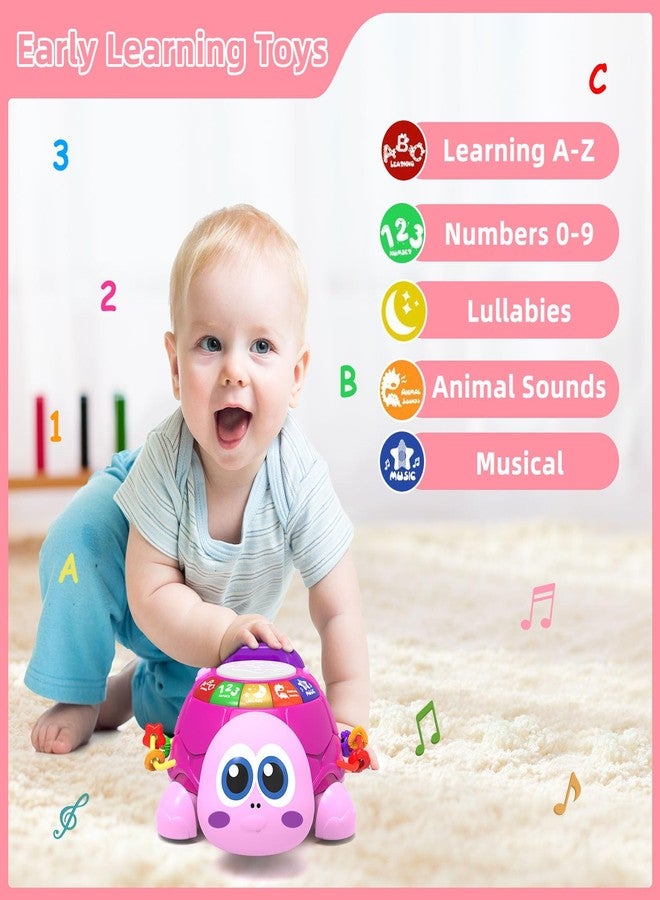 Hanayo Baby Musical Turtle Crawling Girl Toys for 6-18 Months，Infant Early Learning Educational Toy，Baby Girl Gift Essentials for Newborn 7 8 9 11+ Months 1-2 Year Old(Pink) - Image 3