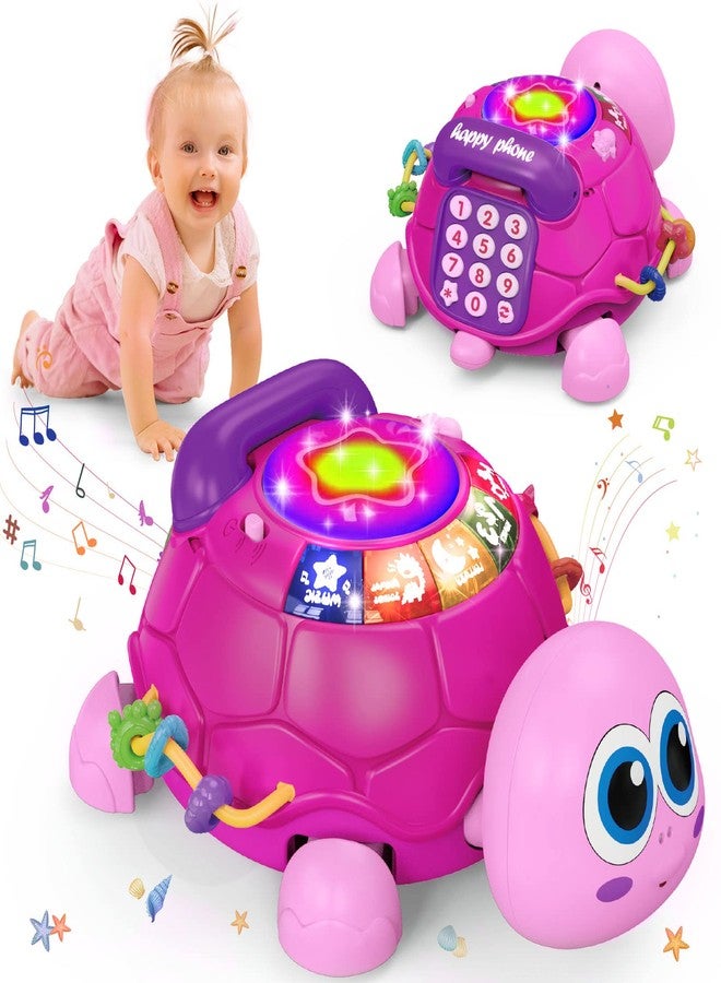 Hanayo Baby Musical Turtle Crawling Girl Toys for 6-18 Months，Infant Early Learning Educational Toy，Baby Girl Gift Essentials for Newborn 7 8 9 11+ Months 1-2 Year Old(Pink) - Image 1