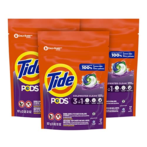 Tide PODS Laundry Detergent Soap Pods, Spring Meadow, 37 Count (Pack of 3 Bag Value Pack), Total 111 Count, HE Compatible - Image 1
