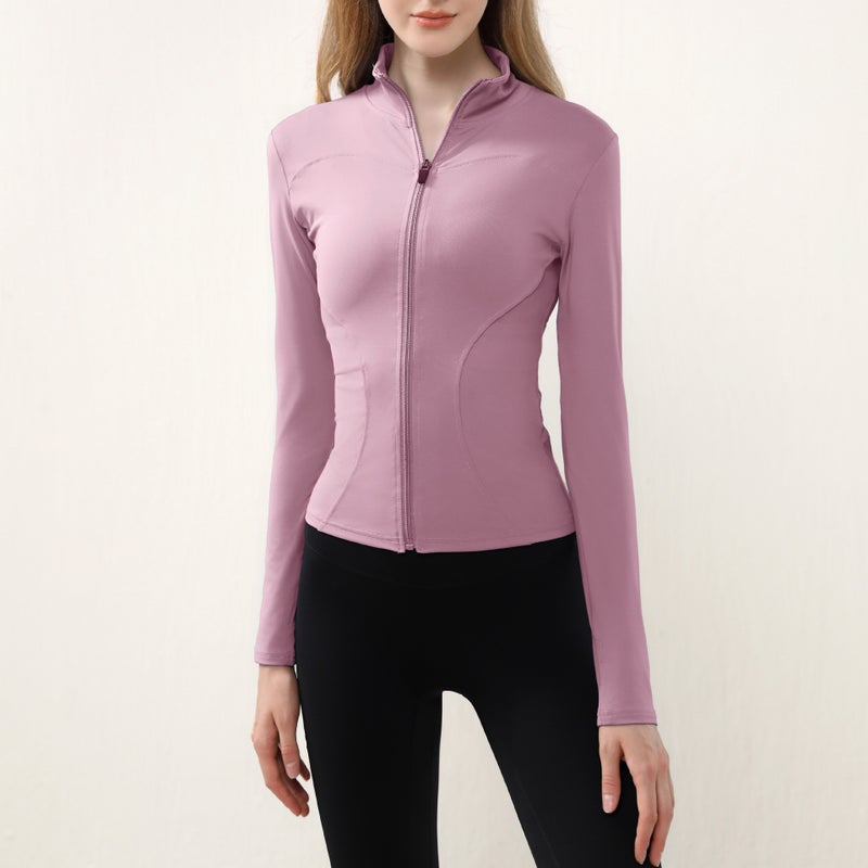 Generic Womens Slim Fit Yoga Jacket for Training and Running Lotus Pink - Image 1