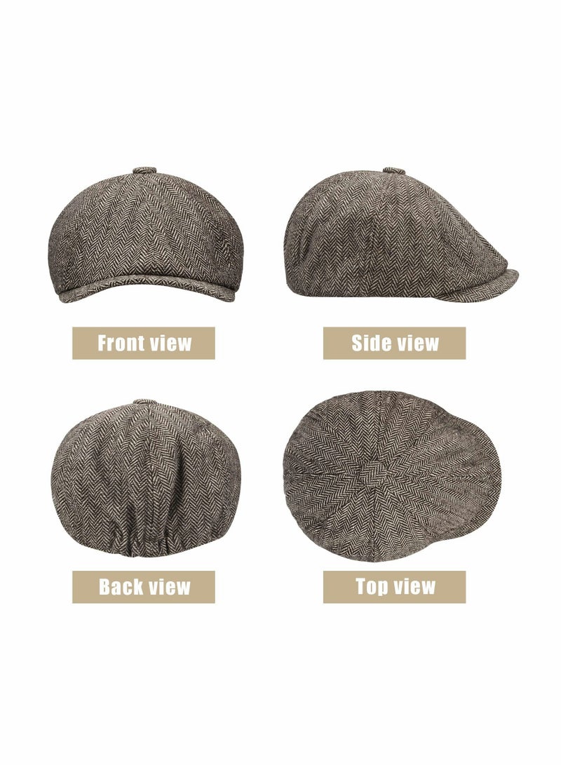 KASTWAVE 2 Pack Newsboy Hats for Men Classic 8 Panel Wool Blend Gatsby Ivy Hat - Image 5