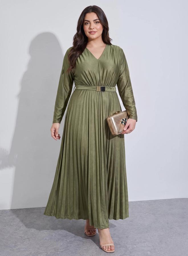 Styli Plain Long Sleeves A-Line Maxi Dress - Image 1