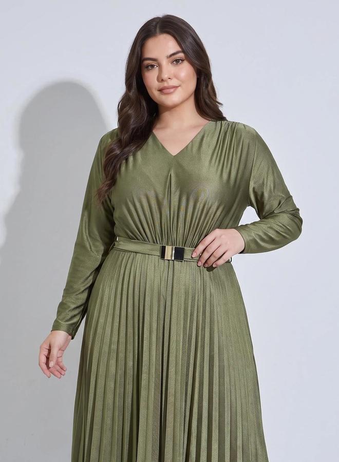 Styli Plain Long Sleeves A-Line Maxi Dress - Image 2