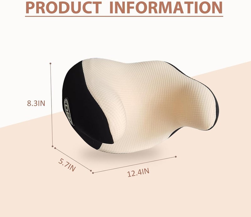 SPRFUFLY Really Helpful Car Headrest Pillow, Car Neck Pillow for Sleeping with Adjustable Strap, 100% Memory Foam & Breathable Removable Cover, Ergonomic Design - Softness Travel Car Pillow(Beige, 1PC) - Image 2