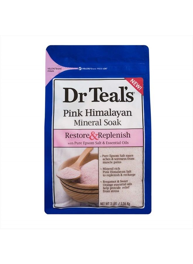 Dr Teal's Restore & Replenish Pure Epsom Salt & Essential Oils Pink Himalayan Mineral Soak, Orange, 3 lb - Image 1