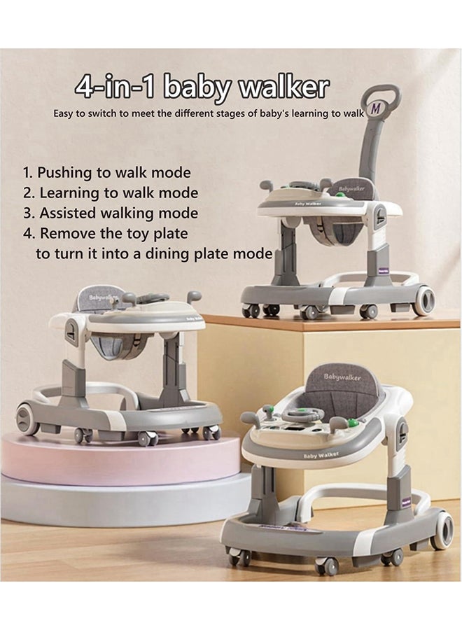 UREVO 4-In-1 Foldable Baby Walkers With Wheels, Activity Center Toys Tray With Music, 6 - 24 Months - Image 3