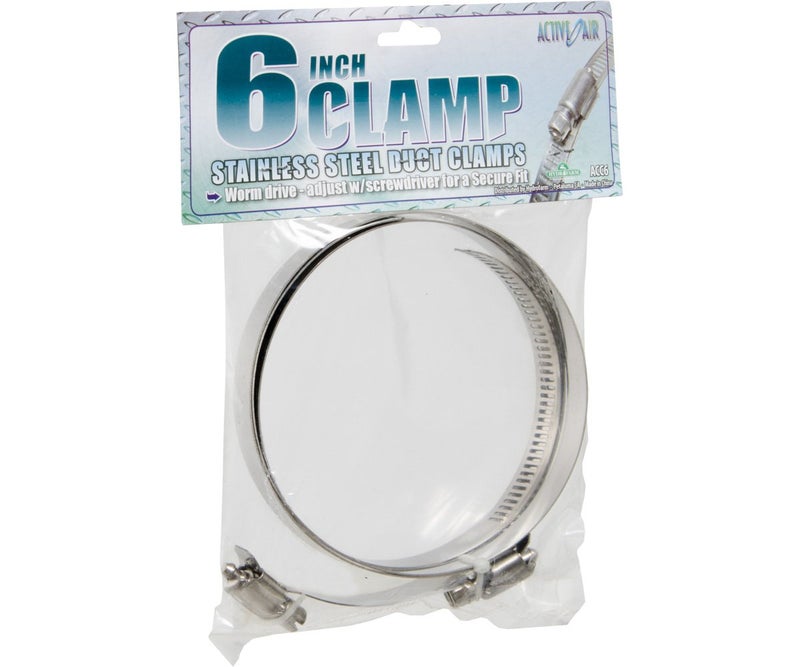 Hydrofarm Active Air Stainless Steel Duct Clamps, 6" (Pack of 2), Rust Resitant, Adjustable with Screwdriver, Secure Fit - Image 1