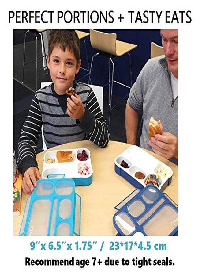 Kinsho Bento-Box Lunch Boxes for Kids, Boys, Adults. Leakproof Lunch Set, Bentoboxes for School or Work. Portion Containers. BPA Free. 6 Compartments. Fork & Spoon. Blue & Navy Blue Large - Image 4