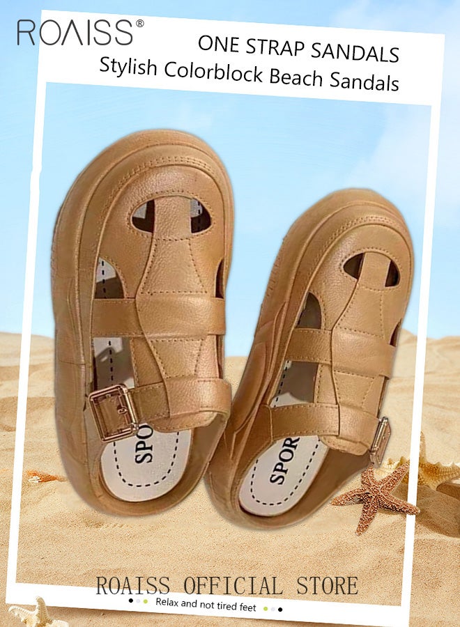 roaiss Casual Half Slippers with Hollow Out Design for Women Ladies Lightweight Thick Sole Outer Wear Sandals Students Non Slip Beach Closed Toe Sandal - Image 5