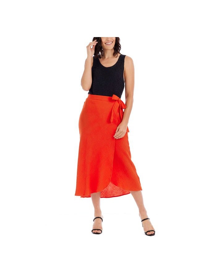 mud pie Women's Mallie Wrap Skirt, Red, M - Image 1