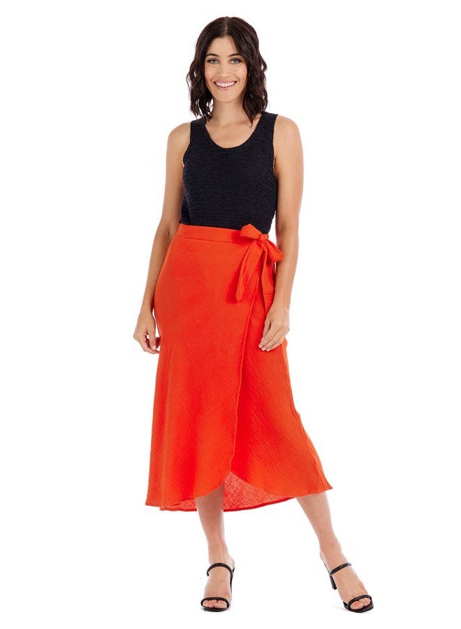 mud pie Women's Mallie Wrap Skirt, Red, M - Image 2