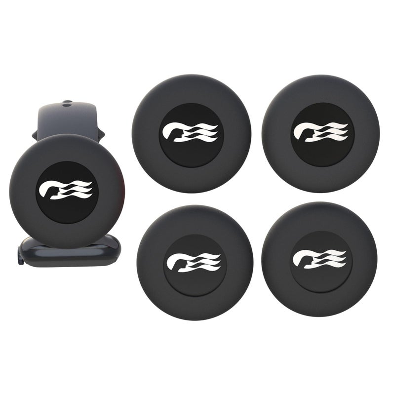 GudCoaks [4 Pack] Princess Ocean Medallion Watch Adapters â€“ Silicone Cruise Holder Accessory for Carnival Medallion 2024,2025,2026, Fits Watch Bands, Also Compatible with Apple AirTag Cat Collar Holder,Black - Image 1