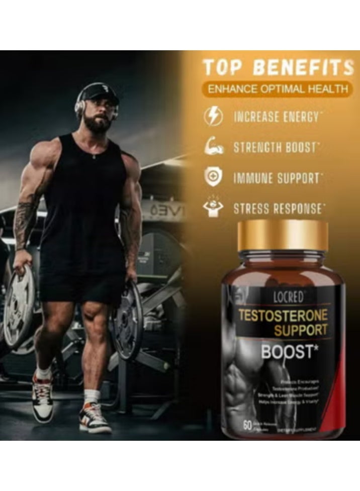 locred مكمل تعزيز التستوستيرون للرجال لزيادة الطاقة وزيادة القدرة على التحمل وتعزيز الحيوية والأداء مكملات التمارين اليومية للرجال 60 حبة - Image 4