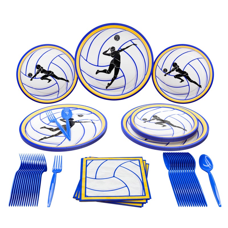 Volleyball Party Supplies Pack 100 Pieces for 16 Guests  Volleyball Decorations Sports Themed Birthday Party Supplies Volleyball Plates and Napkins Volleyball Party Decor Blue Orchards