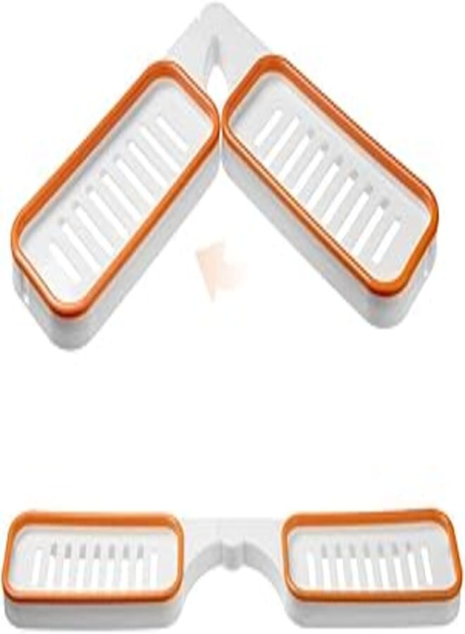 Foldable Corner Shower Caddy, No Drilling Self Adhesive Shower Organizer, Wall Mounted Bath Shelf, Shower Storage Rack for Bathroom, Kitchen, Living Room (Orange)