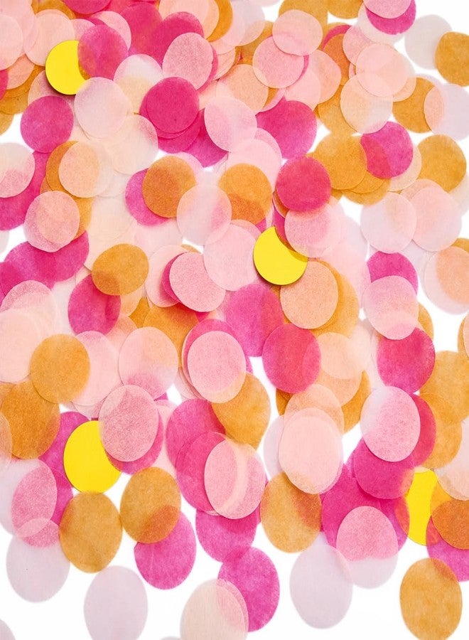 MOWO Hot Pink Orange and Gold Tissue Confetti Dots Table Decoration for Birthday Graduation Wedding Toss Groovy Fall Autumn Party, 1 inch in Diameter, 100 grams - Image 1