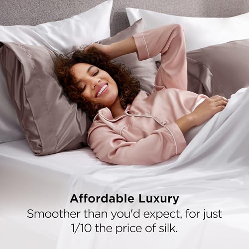 Bedsure Satin Pillowcases, Similar to Silk Pillow Cases Queen Size Set of 2, Pillow Case for Sleeping Women with Envelope Closure, Gifts for Women Men, Dusty Rose, 20x30 Inches, 2pcs - Image 4