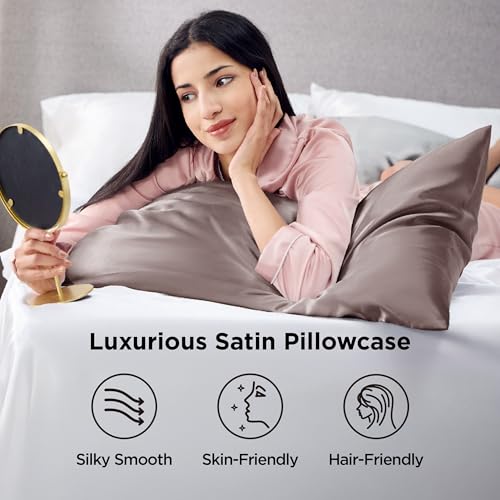 Bedsure Satin Pillowcases, Similar to Silk Pillow Cases Queen Size Set of 2, Pillow Case for Sleeping Women with Envelope Closure, Gifts for Women Men, Dusty Rose, 20x30 Inches, 2pcs - Image 2