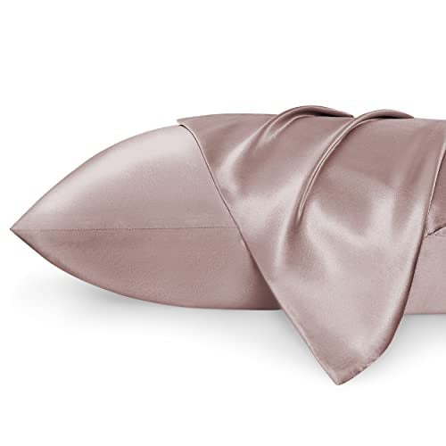Bedsure Satin Pillowcases, Similar to Silk Pillow Cases Queen Size Set of 2, Pillow Case for Sleeping Women with Envelope Closure, Gifts for Women Men, Dusty Rose, 20x30 Inches, 2pcs - Image 1