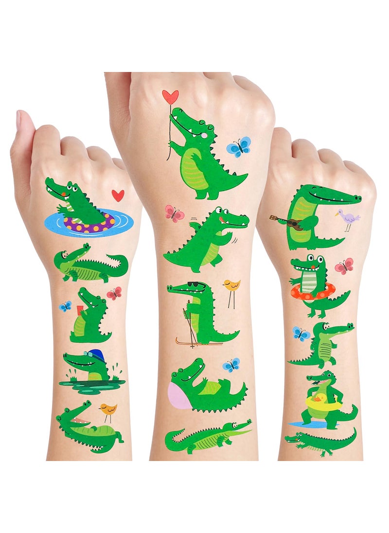 Cleverplay - 24 Sheets Crocodile Alligator Temporary Tattoos, Birthday Decorations Crocodile Alligator Party Favors - Image 1