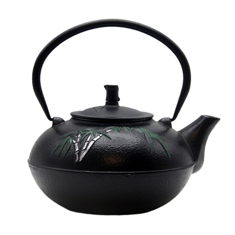 YJX 84.6oz Large Cast Iron Tea Kettle for Stovetop, Heavy Teapot with Stainless Steel Infuser for Loose Leaf, Japanese Style Tea Pot, 2500ml Black Tetsubin with Bamboo Pattern - Image 1