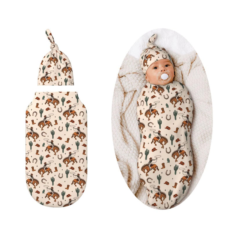 Figtihw Western Swaddle Blankets Soft Receiving Blanket Baby Swaddle Wrap for Baby Girls Boys - Image 1