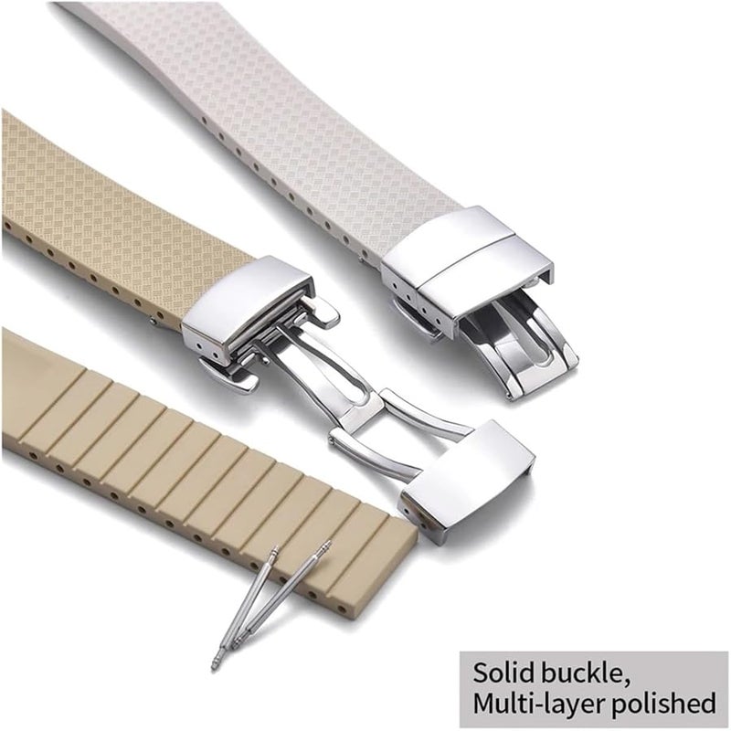 Fluororubber Watch Strap 20mm 22mm Quick Release Butterfly Buckle New FKM Watch Bands Strap fit For Cut To Size - Image 4