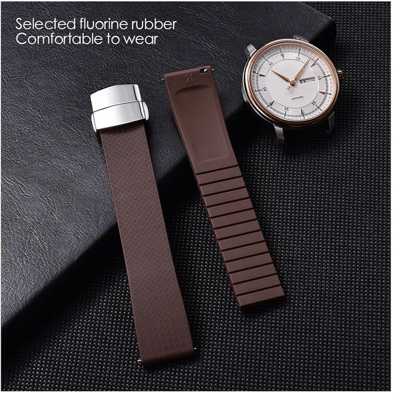 Fluororubber Watch Strap 20mm 22mm Quick Release Butterfly Buckle New FKM Watch Bands Strap fit For Cut To Size - Image 5