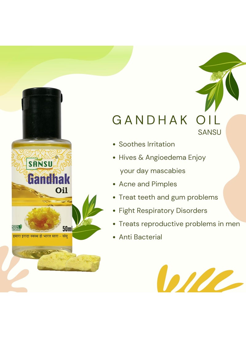SANSU Sansu Gandhak Ka Tel Natural 50ml With Olive Oil 50ml Pack of 2  - Image 5