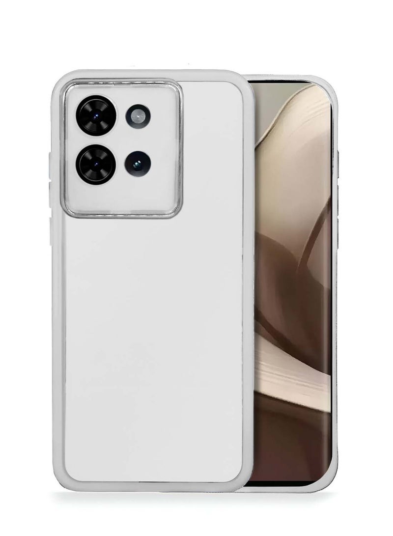 Wtech Motorola Edge 50 5G 2024 Soft Transparent TPU Silicone Ultra Thin Phone Stylish Electroplated Camera Border Back Case Cover - White - Image 1