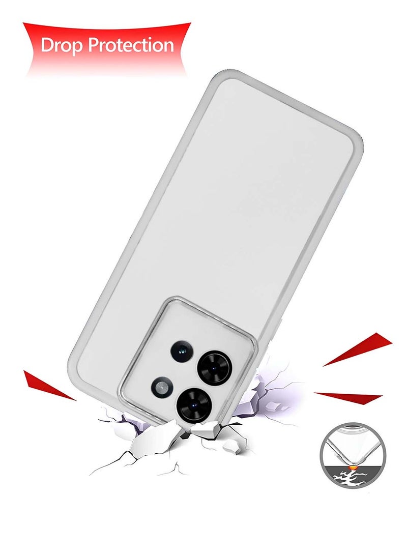 Wtech Motorola Edge 50 5G 2024 Soft Transparent TPU Silicone Ultra Thin Phone Stylish Electroplated Camera Border Back Case Cover - White - Image 3