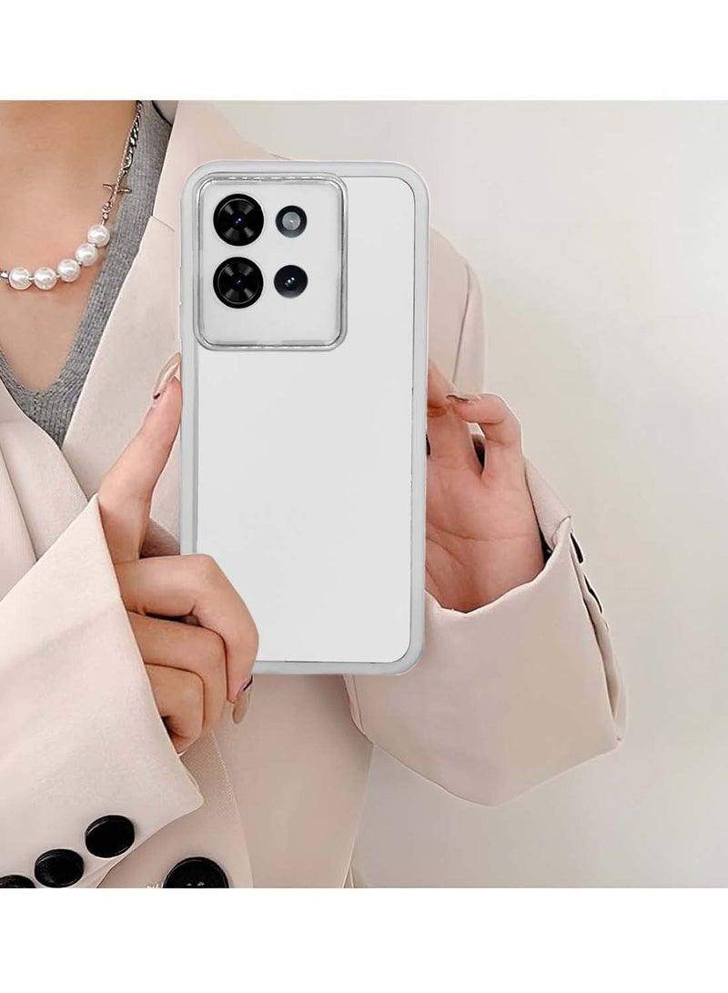 Wtech Motorola Edge 50 5G 2024 Soft Transparent TPU Silicone Ultra Thin Phone Stylish Electroplated Camera Border Back Case Cover - White - Image 4