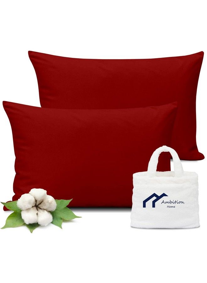 Ambition Home Toddler Pillowcase 12"X16" Burgundy Set Of 2 Zipper Closure 500 Thread Count 100% Soft Egyptian Cotton Decorative Travel Pillowcases 12X16 Inches Burgundy - Image 4