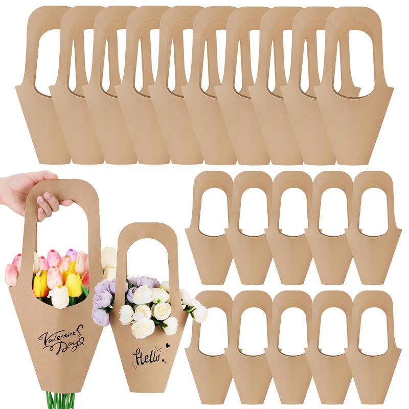 20PCS Chic Rose Presentation Box Stylish Kraft Paper Flower Holder for Weddings Anniversaries Special Events - Image 1