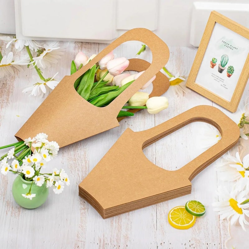 20PCS Chic Rose Presentation Box Stylish Kraft Paper Flower Holder for Weddings Anniversaries Special Events - Image 3