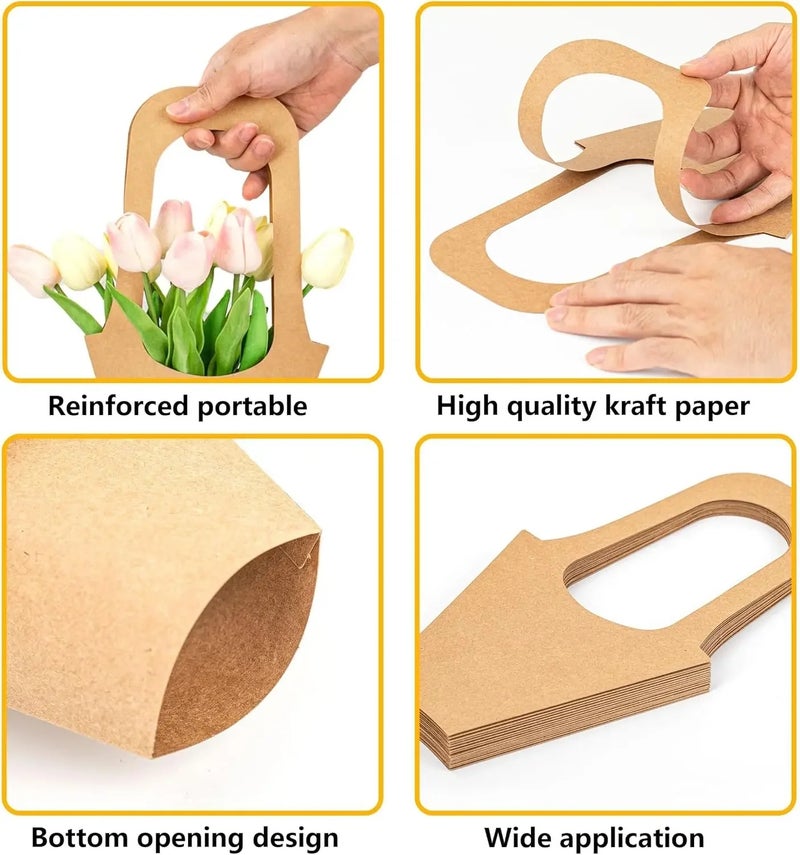20PCS Chic Rose Presentation Box Stylish Kraft Paper Flower Holder for Weddings Anniversaries Special Events - Image 5
