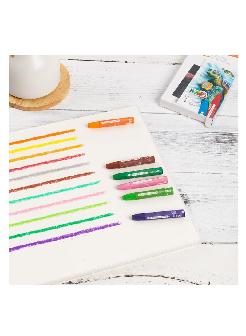 Deli 12-Piece Oil Pastel Set Multicolour - Image 2