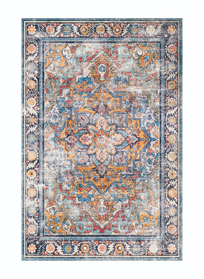 Noon East Carpet Rug Anti-Slip- Size- 91 x 153 (3x5 ft) | Color- Maroon & Navy |Chic Medallion| Ideal as Carpets for Living room, Bedroom & Office - Image 1